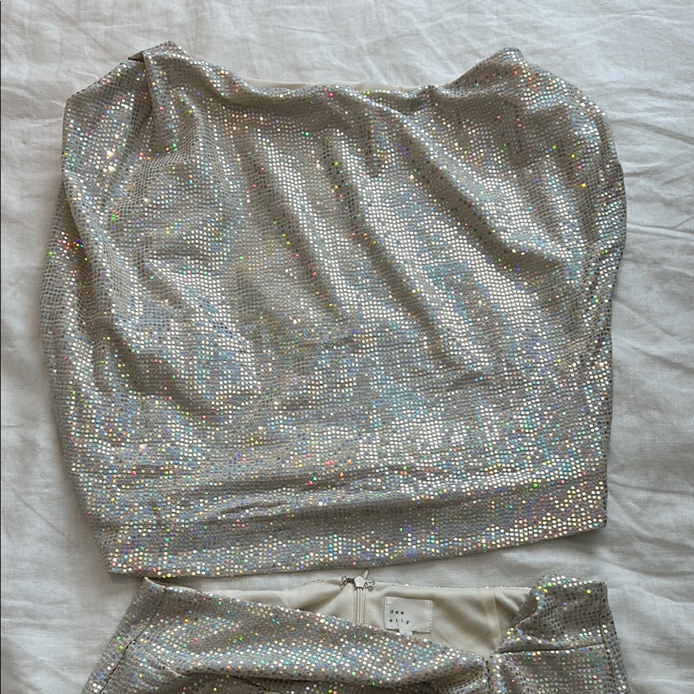 Silver Sequin two piece set